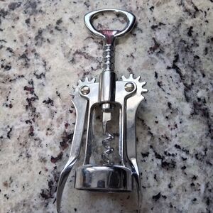 Vintage Stainless Steel Butterfly Corkscrew Wine Bottle Opener Made in Italy Bar
